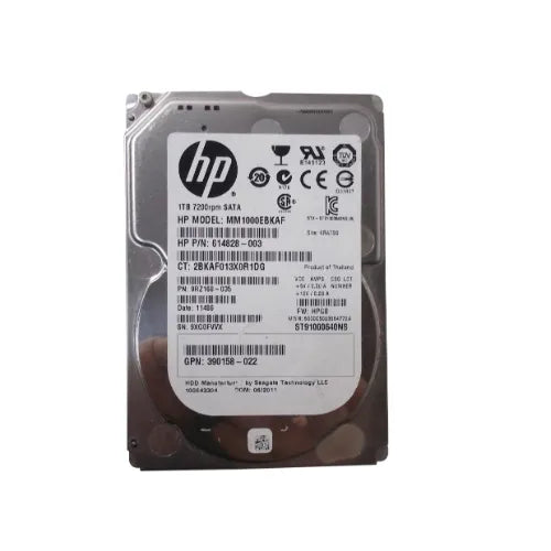 MM1000EBKAF-RFB - HP 1TB 7200RPM SATA 3Gb/s SFF Hot-Pluggable 2.5-inch Midline Hard Drive with Tray for Gen1/7 ProLiant Server/Storage Array