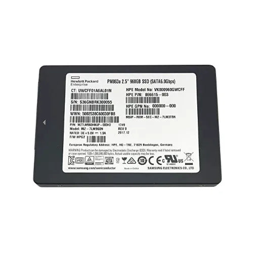 MZ-7LM960N-HP - HP 960GB Triple-Level Cell SATA 6Gb/s Read Intensive 2.5-Inch Solid State Drive