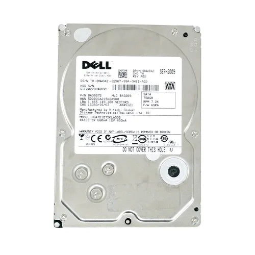 NW342-DEL - Dell 750GB 7200RPM SATA 3Gb/s 32MB Cache Hot-Pluggable 3.5-Inch Hard Drive