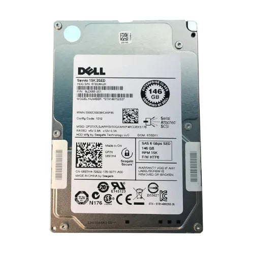 ST9146752SS-DELL - Dell 146GB 15000RPM SAS 6Gb/s 2.5-Inch SFF Enterprise Hard Drive