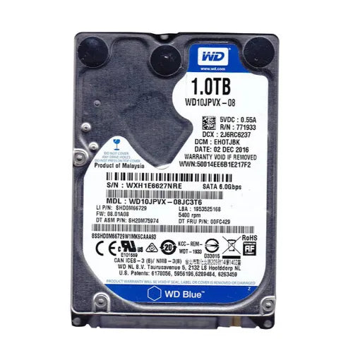 WD10JPVX-DELL - Dell Blue 1TB 5400RPM SATA 6Gb/s 8MB Cache (RoHS) 2.5-Inch Hard Drive