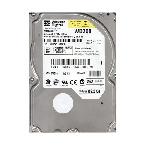 WD200BB-75AUA1-1 - Western Digital Caviar 20GB 7200RPM EIDE 2MB Cache (512) 3.5-Inch Hard Drive