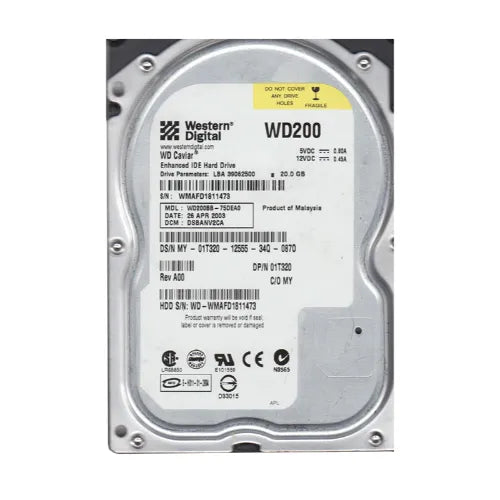 WD200BB-75DEA0-1 - Western Digital Caviar 20GB 7200RPM EIDE 2MB Cache (512) 3.5-Inch Hard Drive