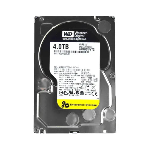 WD4001FYYG-DELL - Dell 4TB 7200RPM SAS 6Gb/s 128MB Cache 3.5-Inch Enterprise Hard Drive
