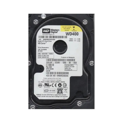 WD400BD-75MRA1-1 - Western Digital Caviar 40GB 7200RPM SATA 1.5Gb/s 2MB Cache (RoHS) 3.5-Inch Hard Drive