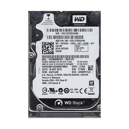 WD5000BPKX-75HPJTO-DELL - Dell Black 500GB 7200RPM SATA 6Gb/s 16MB Cache (RoHS) 2.5-Inch Hard Drive