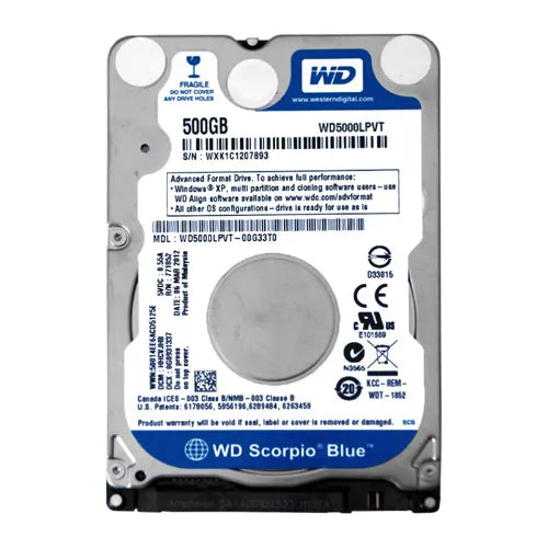 WD5000LPVT-DELL - Dell Scorpio Blue 500GB 5400RPM SATA 3Gb/s 8MB Cache 2.5-Inch Hard Drive