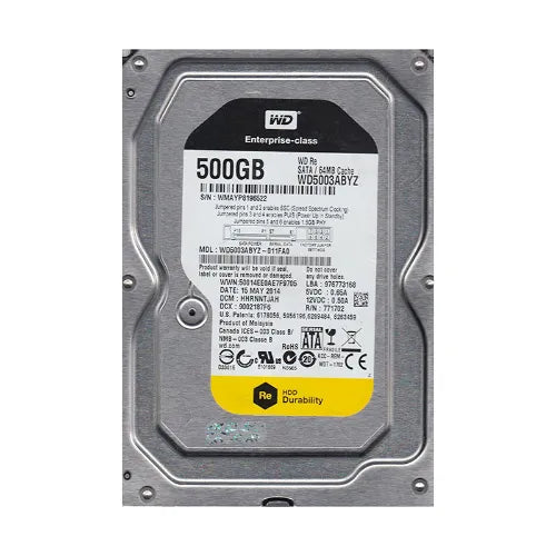 WD5003ABYZ-011FA0-1 - Western Digital Re 500GB 7200RPM SATA 6Gb/s 64MB Cache (RoHS) 3.5-Inch Enterprise Hard Drive