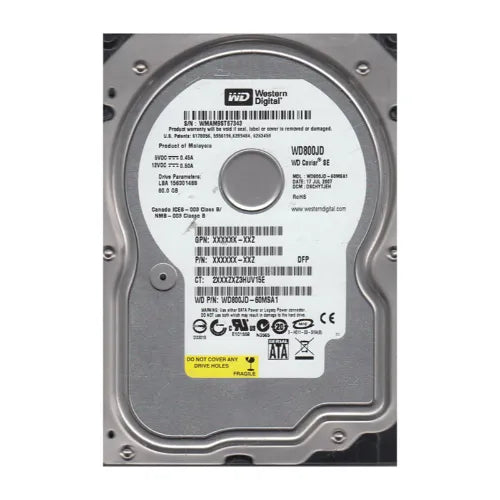 WD800JD-60MSA1-1 - Western Digital Caviar SE 80GB 7200RPM SATA 1.5Gb/s 8MB Cache 3.5-Inch Hard Drive