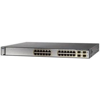Cisco - WS-C3750G-24PS-S-RF - 24-Ports 10/100/1000T RJ-45 PoE Manageable Layer3 Rack Mountable 1U and Stackable Switch with 4x SFP Ports