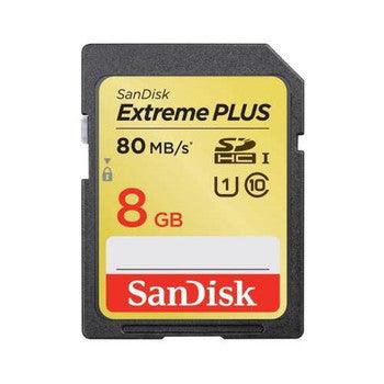 SanDisk - SDSDXS-008G-A46 - Extreme Plus 8GB Class 10 Secure Digital High Capacity (SDHC) UHS-I Flash Memory Card